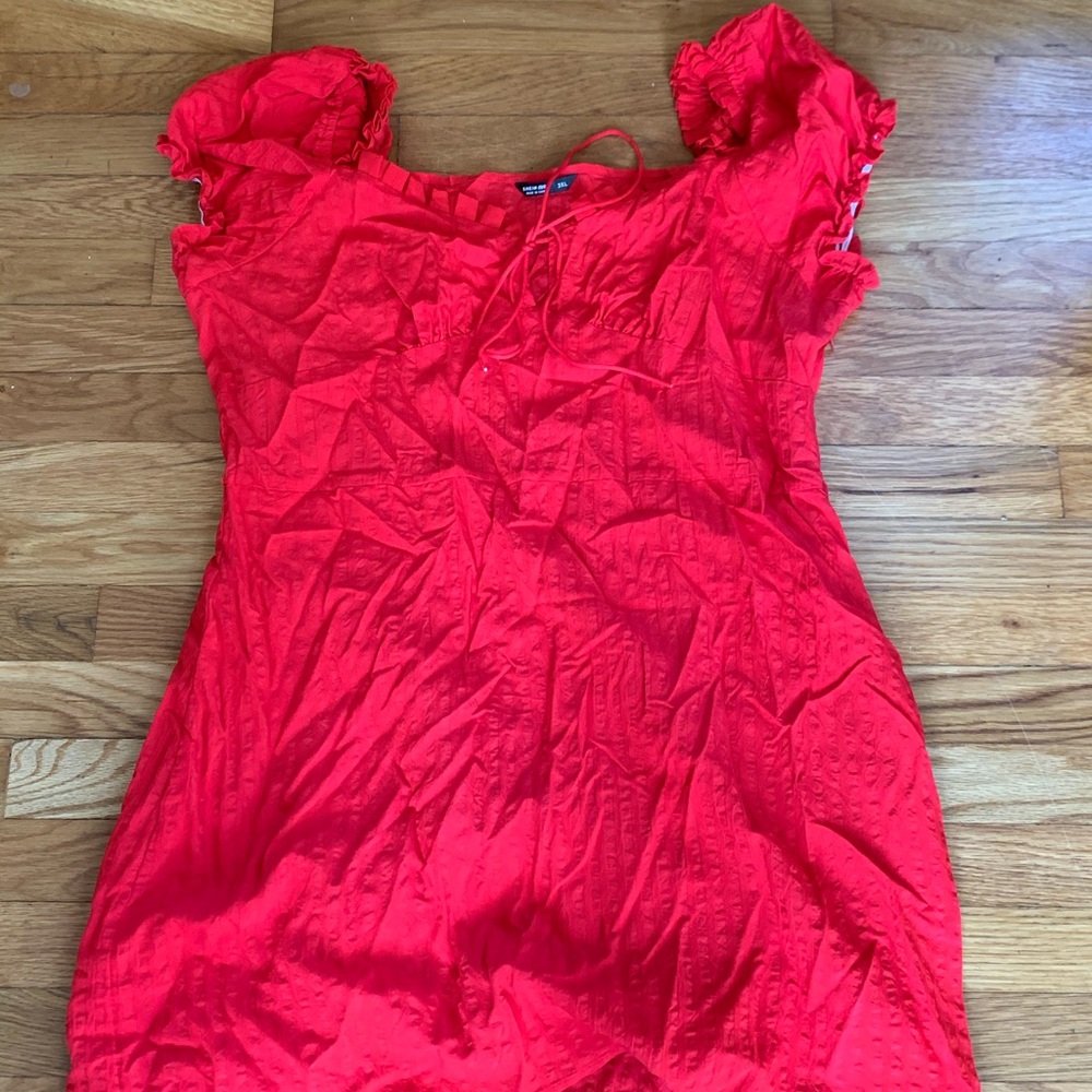 Red Shein Curve Milkmaid Dress